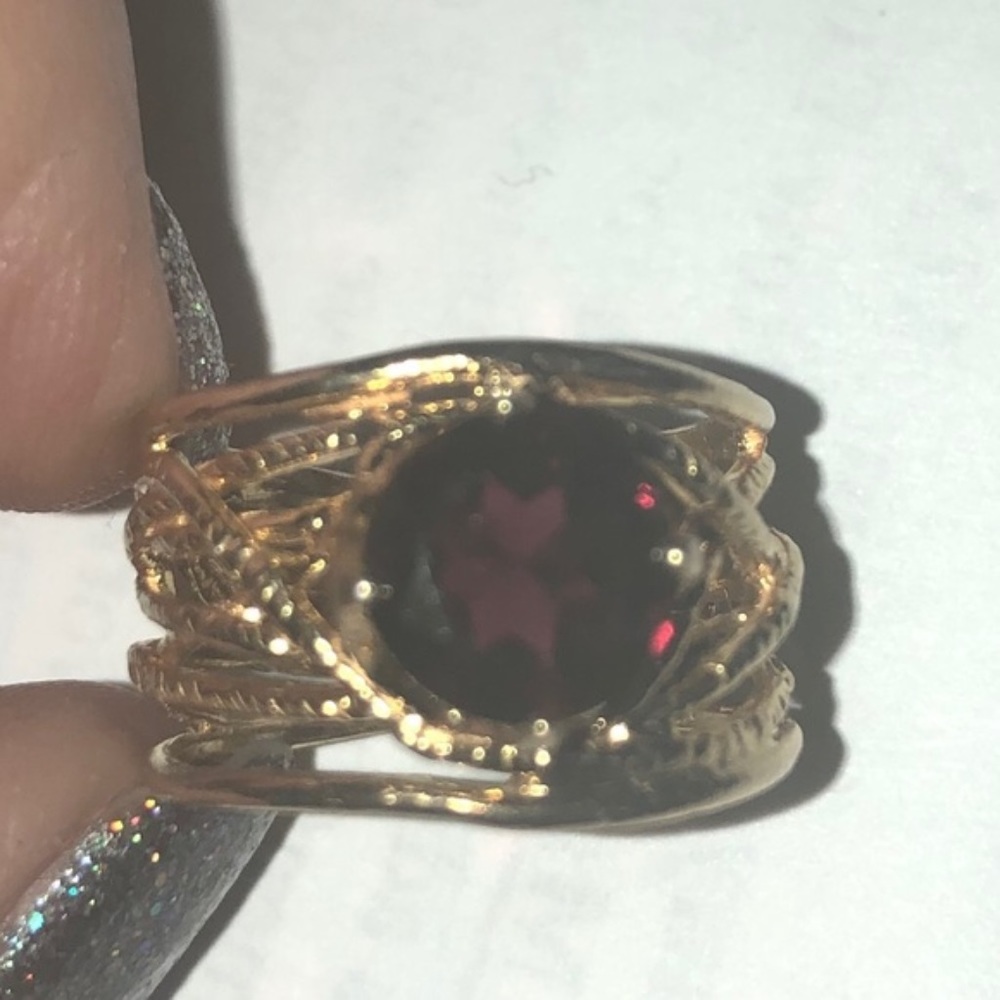 Garnet Ring in Intricate Setting